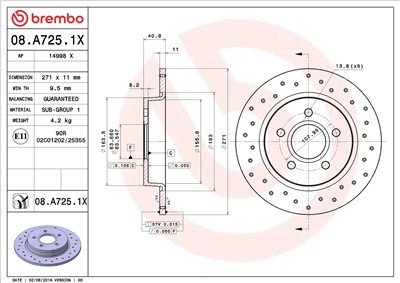 BREMBO 08.A725.1X EAN: 8020584032671.
