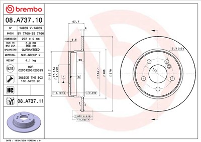 BREMBO 08.A737.11 EAN: 8020584019832.