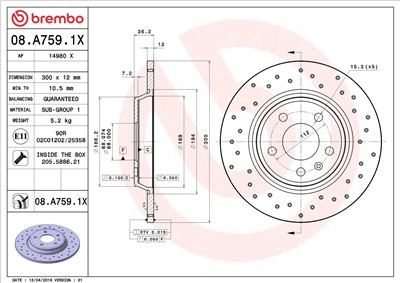 BREMBO 08.A759.1X EAN: 8020584215326.
