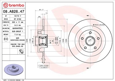 BREMBO 08.A826.47 EAN: 8020584234358.