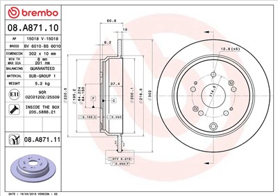 BREMBO 08.A871.11 EAN: 8020584212011.