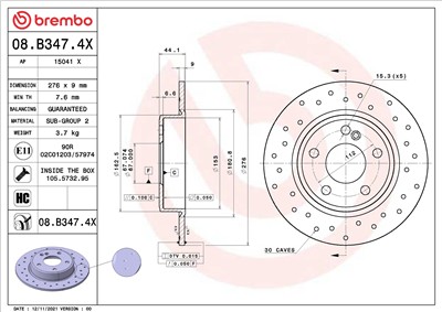 BREMBO 08.B347.4X EAN: 8020584320105.