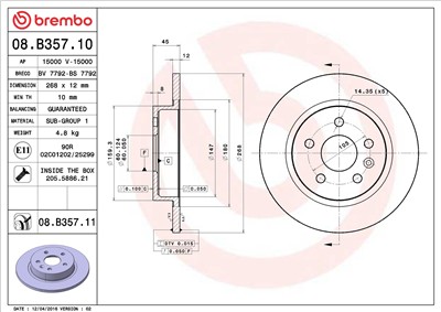 BREMBO 08.B357.11 EAN: 8020584217153.