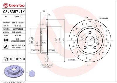 BREMBO 08.B357.1X EAN: 8020584323236.