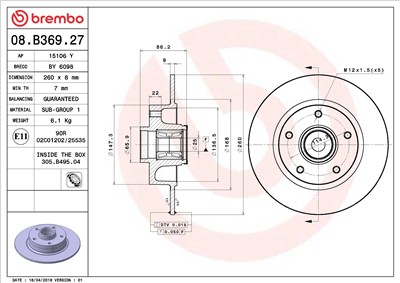 BREMBO 08.B369.27 EAN: 8020584234112.