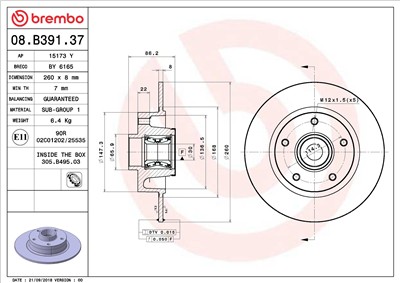 BREMBO 08.B391.37 EAN: 8020584234495.