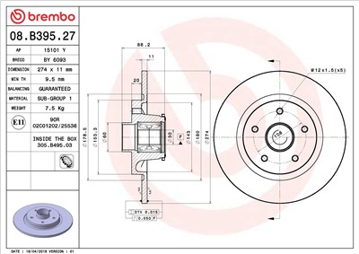 BREMBO 08.B395.27 EAN: 8020584234167.