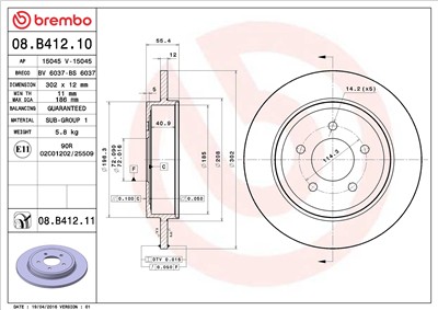BREMBO 08.B412.11 EAN: 8020584032091.