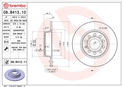 BREMBO 08.B413.11 EAN: 8020584031483.