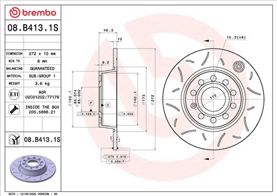 BREMBO 08.B413.1S EAN: 8020584348895.