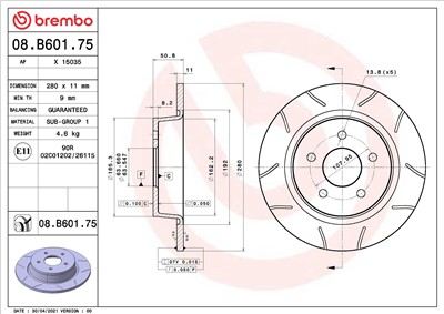 BREMBO 08.B601.75 EAN: 8020584317457.