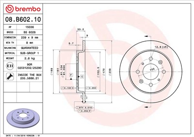 BREMBO 08.B602.10 EAN: 8020584039632.