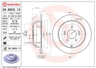 BREMBO 08.B605.11 EAN: 8020584217160.