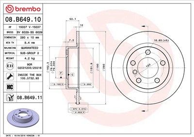 BREMBO 08.B649.11 EAN: 8020584210864.