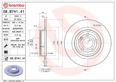 BREMBO 08.B741.41 EAN: 8020584037485.