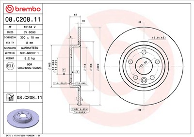 BREMBO 08.C208.11 EAN: 8020584222577.