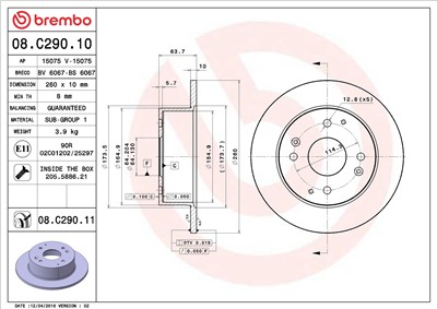 BREMBO 08.C290.11 EAN: 8020584215005.