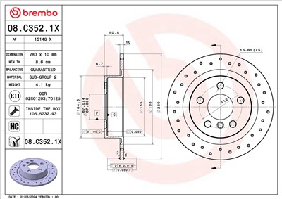 BREMBO 08.C352.1X EAN: 8020584340318.