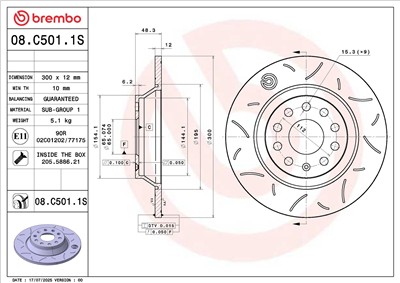 BREMBO 08.C501.1S EAN: 8020584346389.