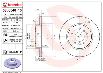 BREMBO 08.C546.11 EAN: 8020584220931.