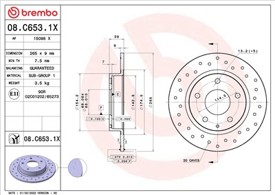 BREMBO 08.C653.1X EAN: 8020584322789.