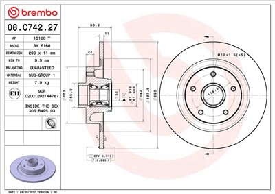 BREMBO 08.C742.27 EAN: 8020584237892.