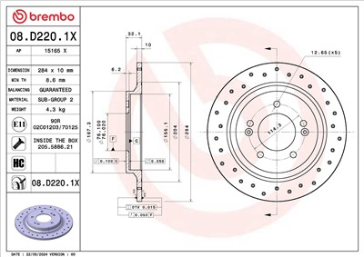 BREMBO 08.D220.1X EAN: 8020584340325.