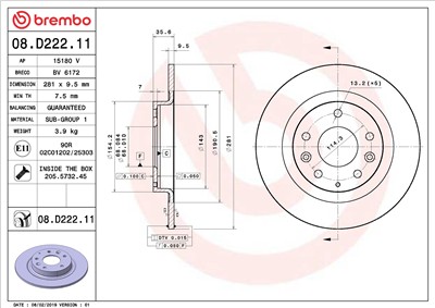 BREMBO 08.D222.11 EAN: 8020584235294.