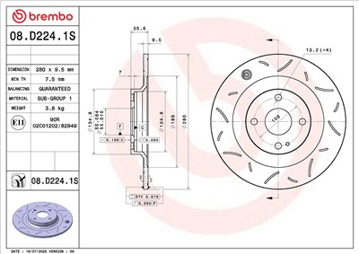 BREMBO 08.D224.1S EAN: 8020584348376.