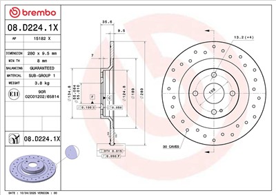 BREMBO 08.D224.1X EAN: 8020584343357.