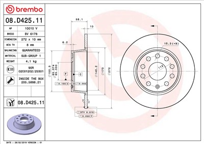 BREMBO 08.D425.11 EAN: 8020584236741.