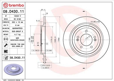 BREMBO 08.D430.11 EAN: 8020584310762.