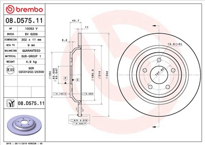 BREMBO 08.D575.11 EAN: 8020584316436.