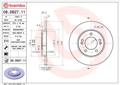 BREMBO 08.D627.11 EAN: 8020584310786.