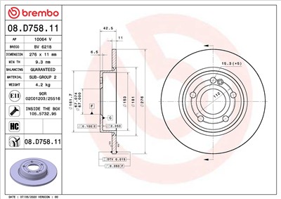 BREMBO 08.D758.11 EAN: 8020584312957.