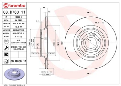 BREMBO 08.D760.11 EAN: 8020584312971.