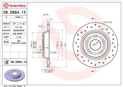 BREMBO 08.D864.1X EAN: 8020584321676.