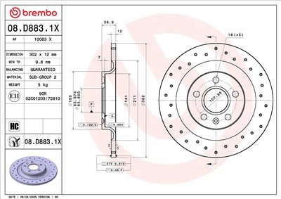 BREMBO 08.D883.1X