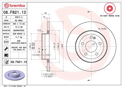 BREMBO 08.F821.13 EAN: 8020584344668.
