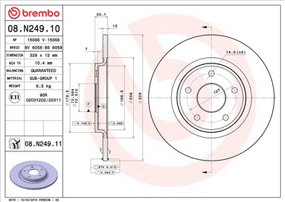 BREMBO 08.N249.11 EAN: 8020584219065.