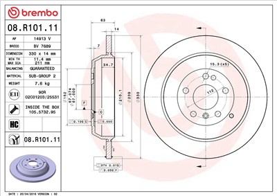 BREMBO 08.R101.11 EAN: 8020584014851.