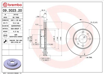 BREMBO 09.3023.20 EAN: 8020584302323.