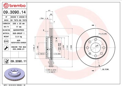 BREMBO 09.3090.11 EAN: 8020584211281.