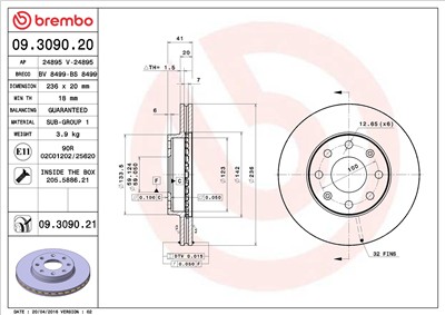 BREMBO 09.3090.20 EAN: 8020584309025.