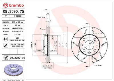 BREMBO 09.3090.75 EAN: 8020584011249.