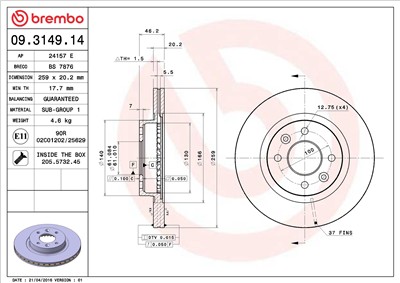BREMBO 09.3149.14 EAN: 8020584012468.