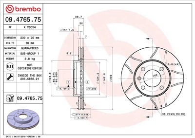 BREMBO 09.4765.75 EAN: 8020584011287.