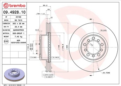 BREMBO 09.4928.10 EAN: 8020584492819.