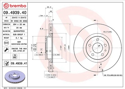 BREMBO 09.4939.40 EAN: 8020584493946.