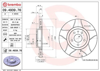 BREMBO 09.4939.76 EAN: 8020584011324.